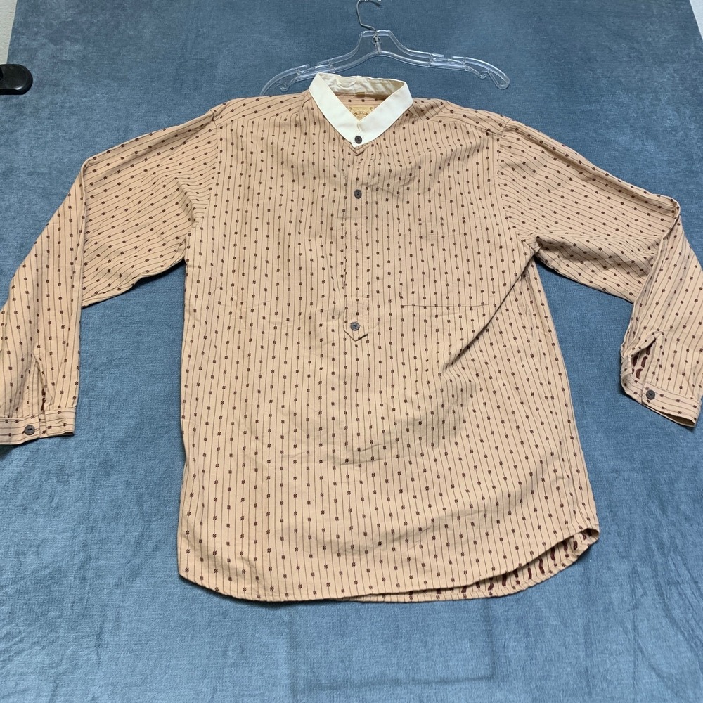Wah Maker Frontier Popover Shirt Men Beige Western Geometric Long Sleeve Outdoor